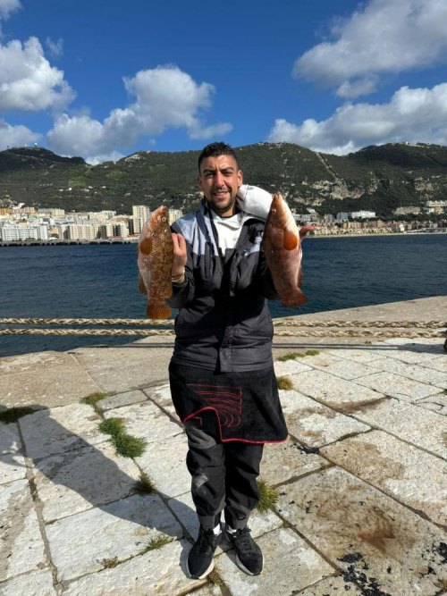 Ayoub Ben Hamou with a nice brace of Ballan wrasse